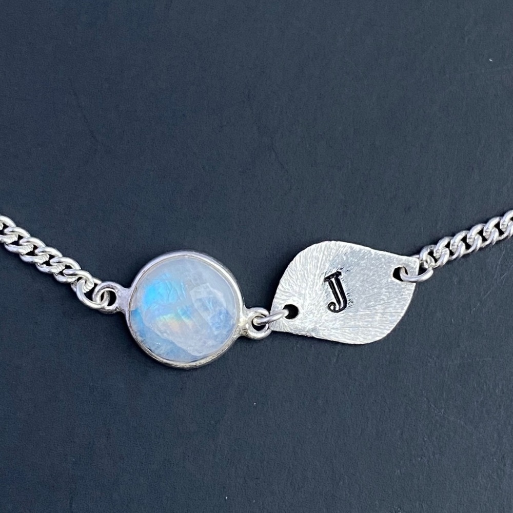 Custom Initial Letter Name Moonstone Bracelet